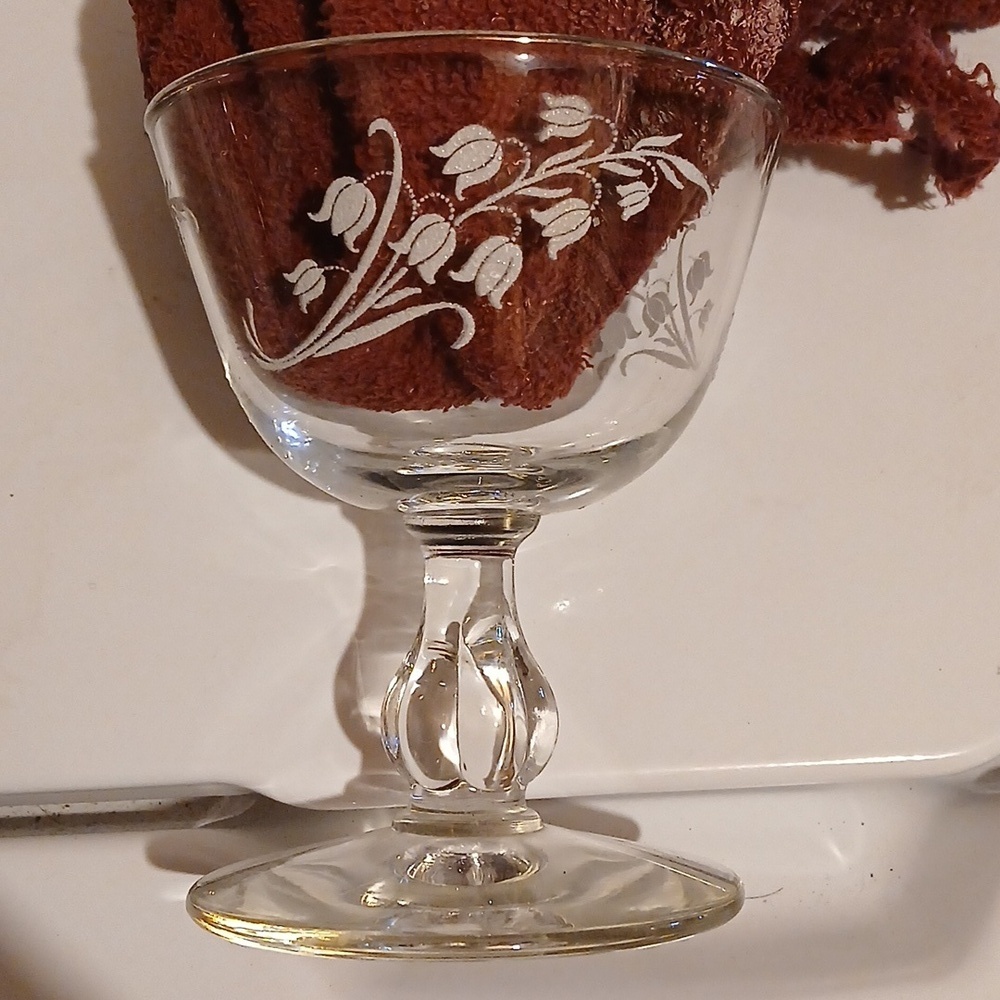 Libbey Lily Of The Valley Elegant Floral Etched Glass Goblet